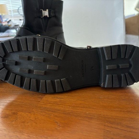 Aquatalia Lillie Moto Italian Black Leather Boot - sz 9.5 - Picture 6 of 11